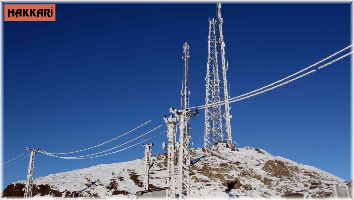 Şemdinli'de elektrik direkleri buz tuttu