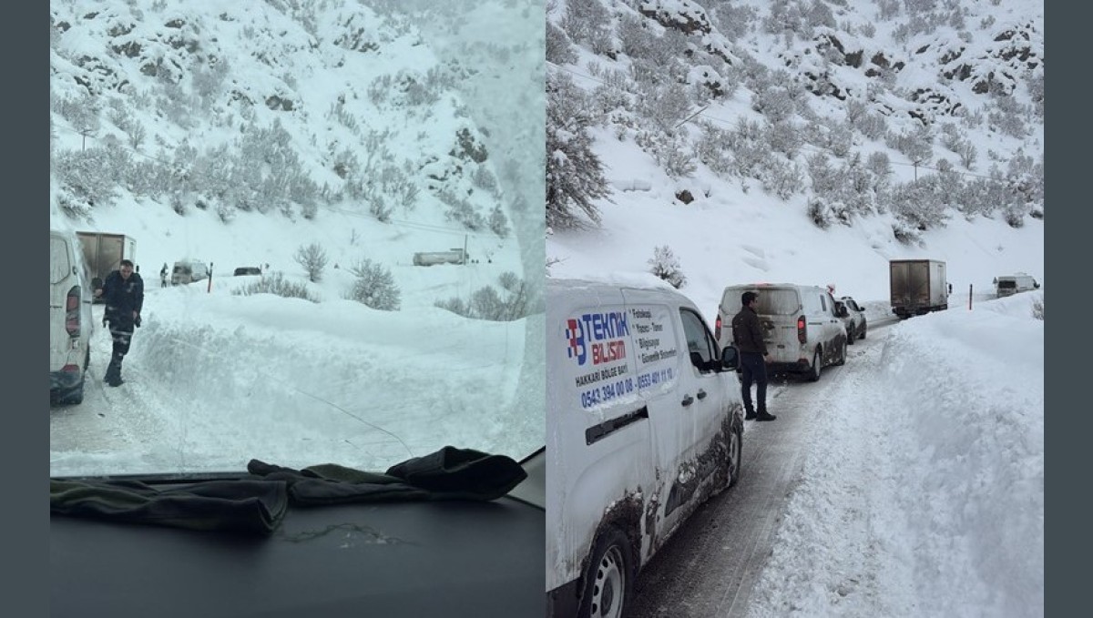 Şemdinli yolunda mahsur kalan araçlar kurtarıldı