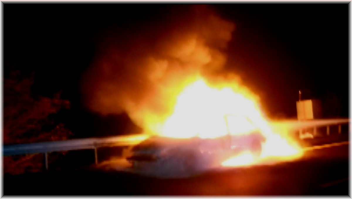 Seyir halindeki araç alev topuna döndü