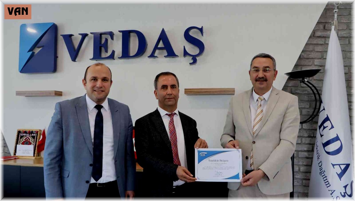 SGK'dan VEDAŞ'a teşekkür belgesi