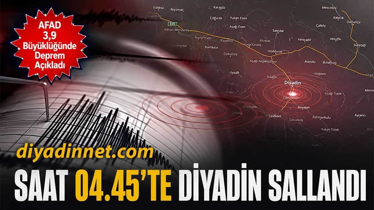 Son Dakika... AĞRI Diyadin'de 3,9 Büyüklüğünde Deprem! Afad İlk Verileri Paylaştı