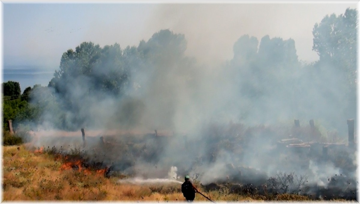 Tarihi mezarlıktaki yangın büyümeden söndürüldü