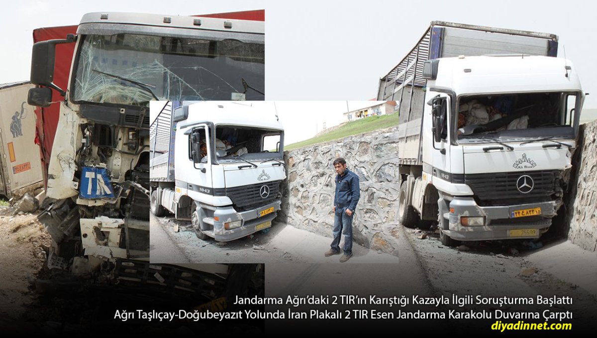 Taşlıçay'da 2 İran Plakalı TIR Jandarma Karakolunun Duvarına Çarptı: Kazanın Nedeni Lastik Patlaması