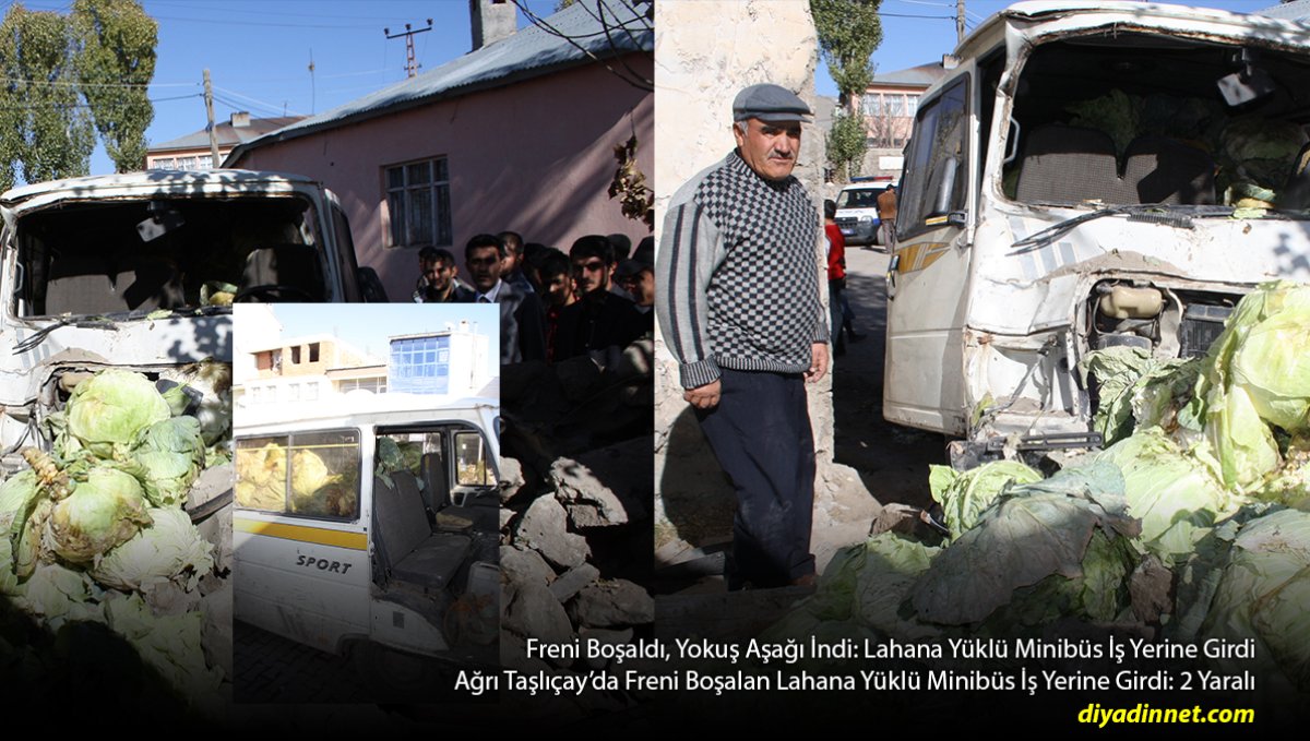 Taşlıçay'da Lahana Yüklü Minibüs İş Yerine Daldı: 2 Kişiye Çarptı, 2 Yaralı