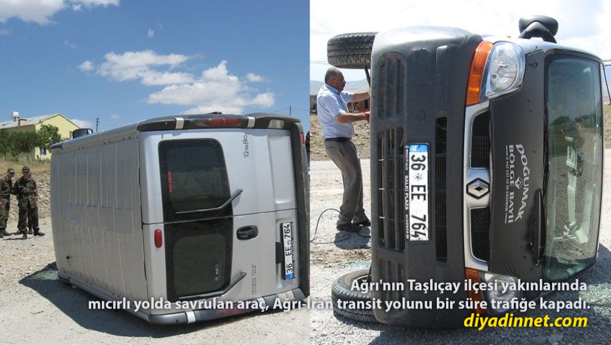 Taşlıçay'da Mıcıra Kapılan Araç Devrildi: Ağrı-İran Yolu Trafiğe Kapandı