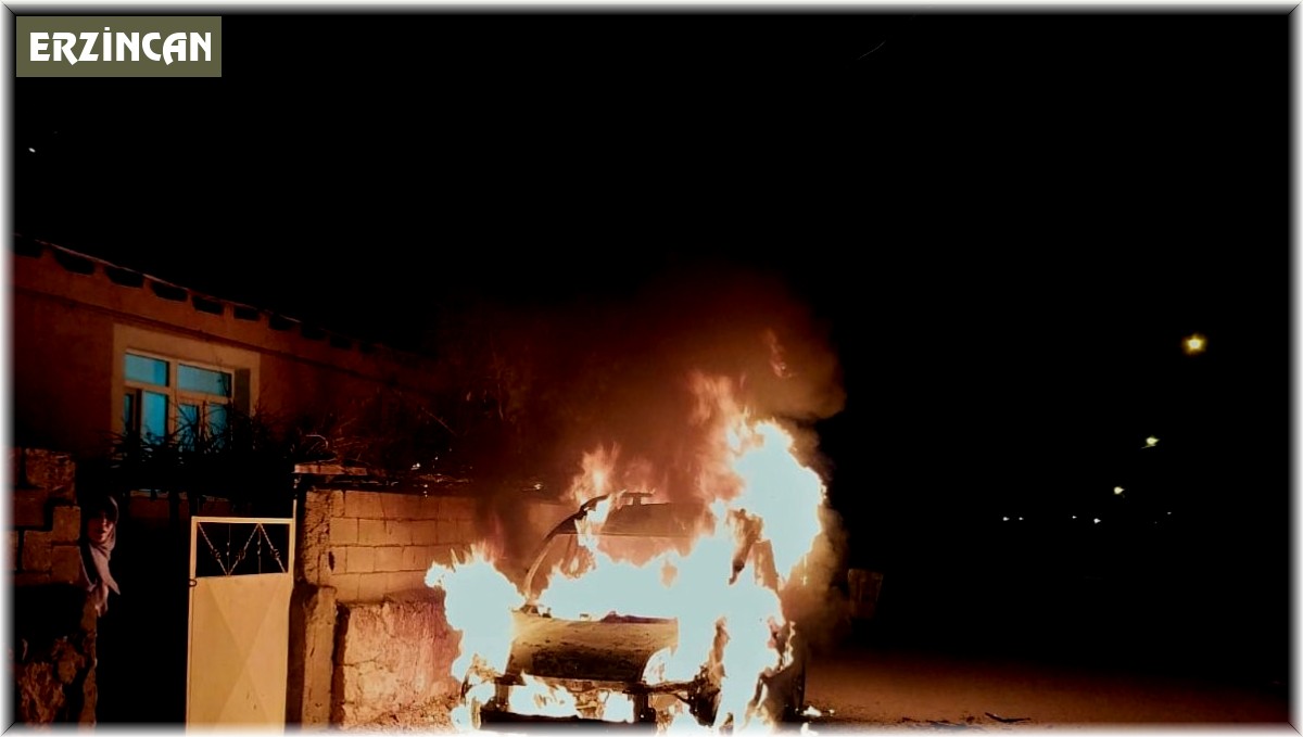 Tercan'da yanan araç pert oldu