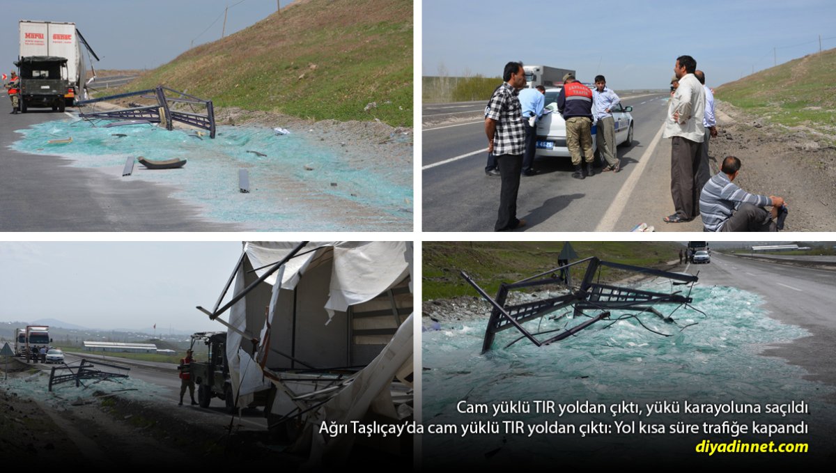 TIR'ın dorsesindeki camlar yola savruldu: Taşlıçay'da trafik kısa süre durdu