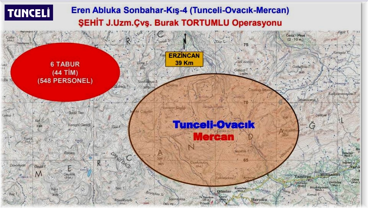 Tunceli'de Eren Abluka Sonbahar-Kış-4 Şehit Jandarma Uzman Çavuş Burak Tortumlu operasyonu başlatıldı