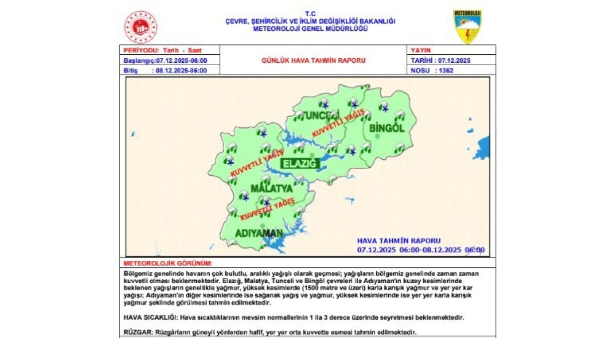 Tunceli'de şiddetli yağmur ve fırtına etkili oldu