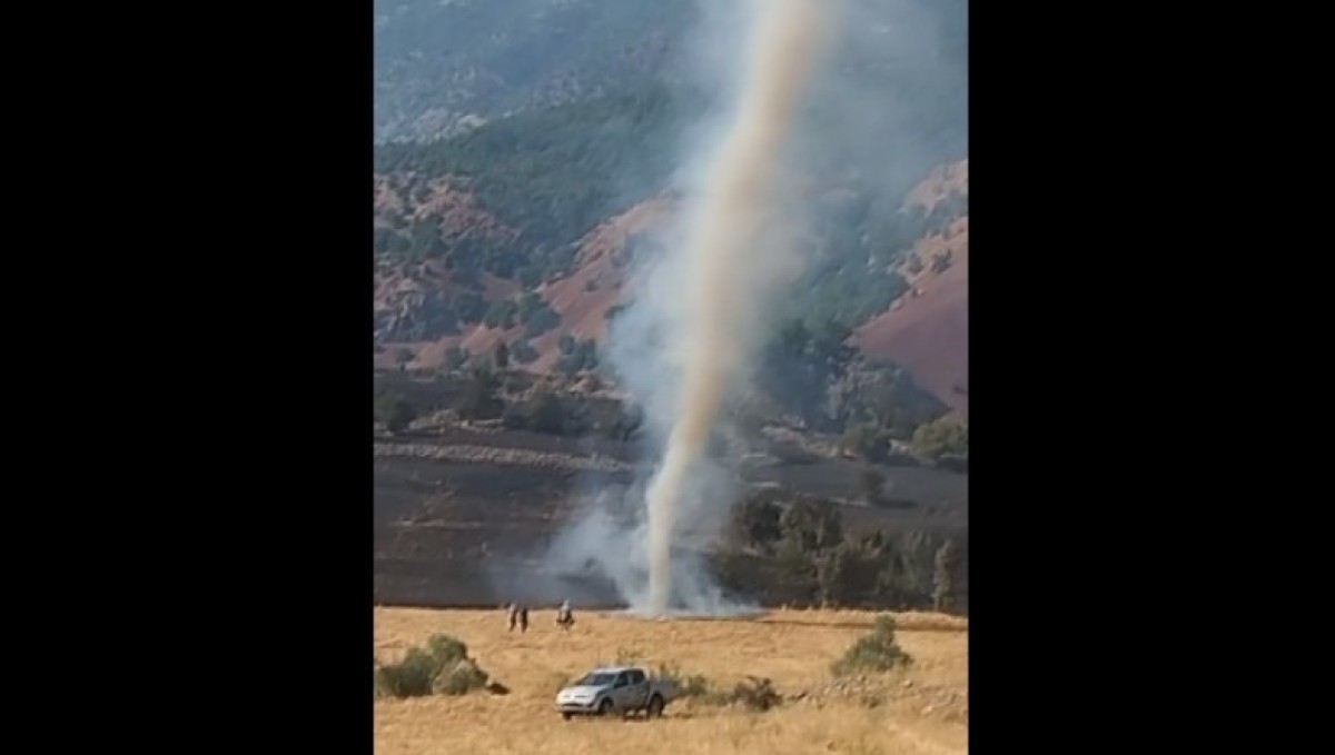 Tunceli'deki yangında çıkan hortum görüntülendi
