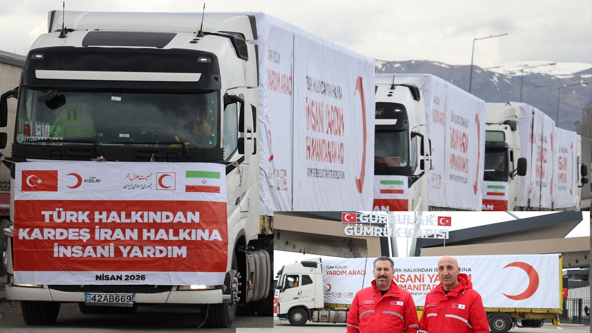 Türk Kızılayı’nın 4 yardım tırı Ağrı’daki Gürbulak Sınır Kapısı’ndan İran’a geçti