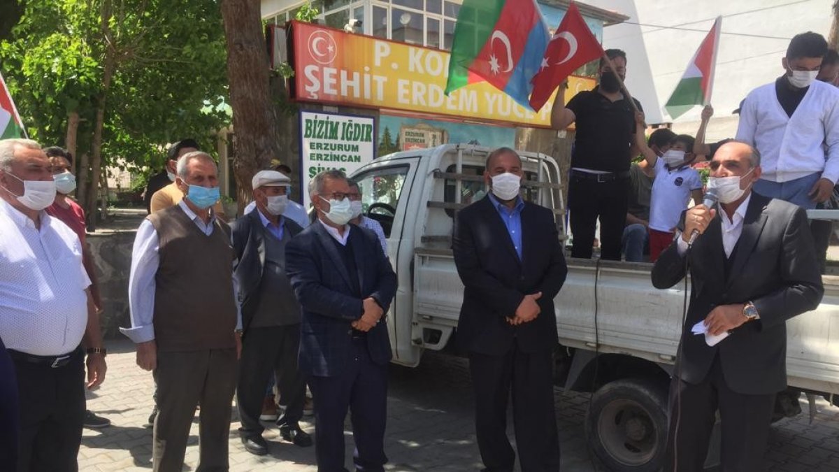 Tuzluca'da Filistin'e destek mitingi