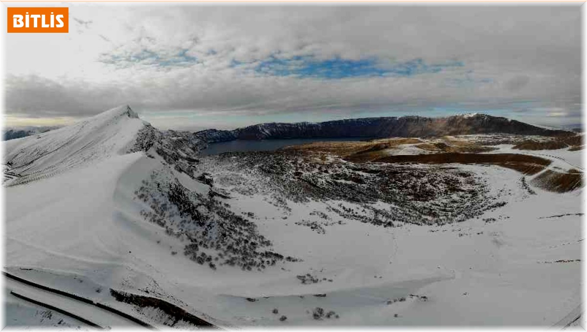 UNESCO'ya aday Nemrut Kalderasında göz kamaştıran kar manzaraları