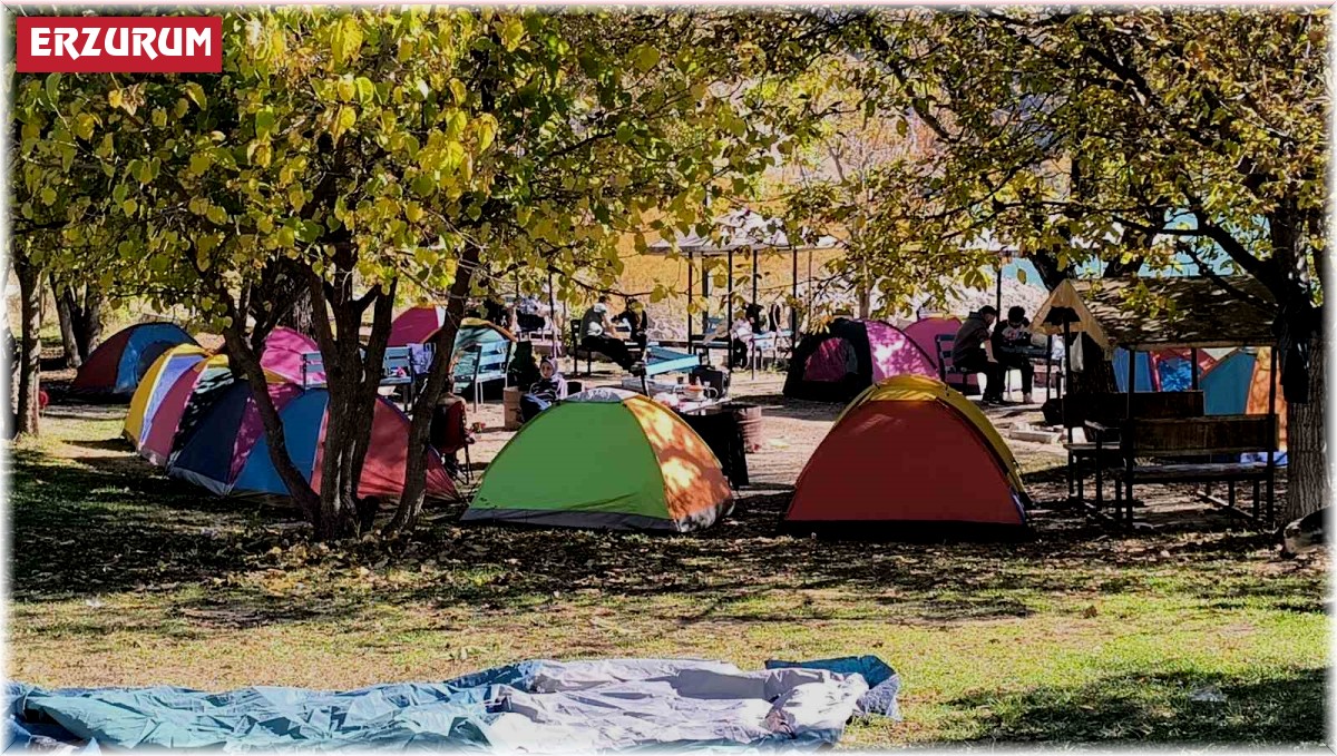 Üniversite öğrencilerinden göl kenarında kamp