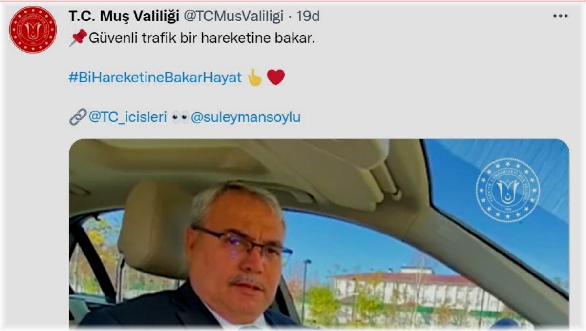 Vali Gündüzöz "Bi Hareketine Bakar Hayat" kampanyası için direksiyon başına geçti