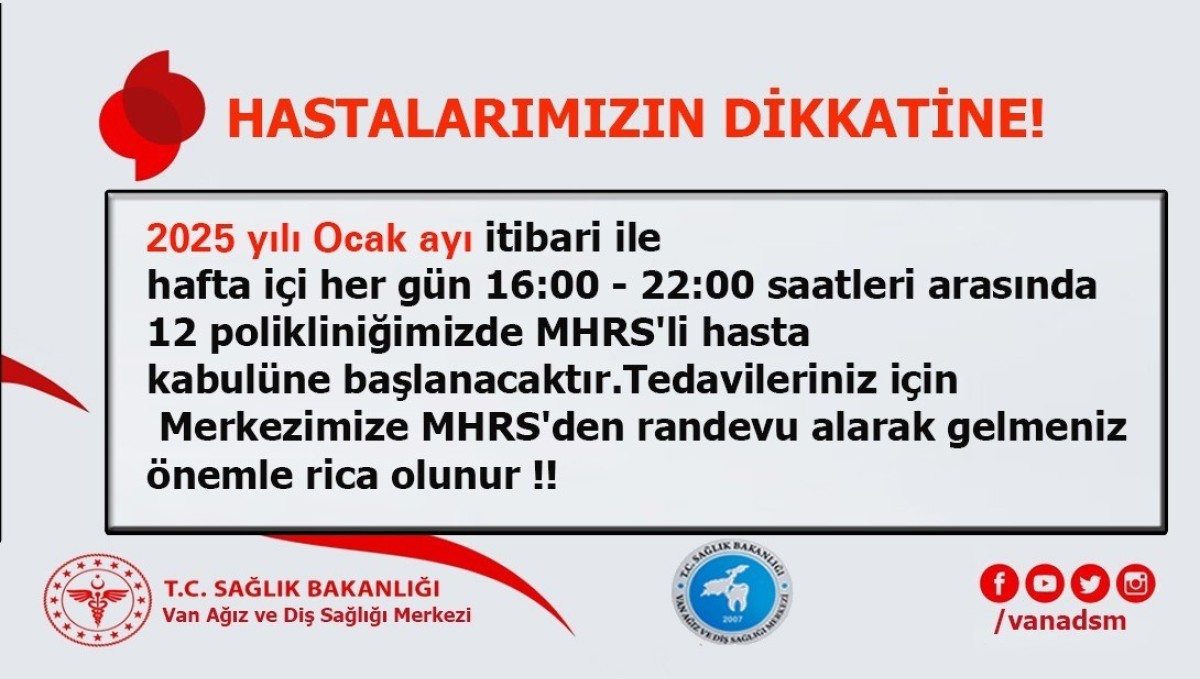 Van ADSM'de akşam polikliniği hizmeti başlıyor
