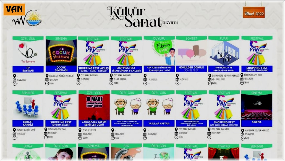 Van Büyükşehir Belediyesi mart ayı kültür sanat takvimi yayınlandı