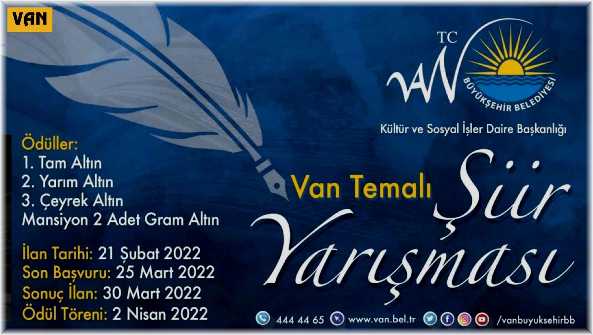 Van Büyükşehir Belediyesinden ödüllü şiir yarışması