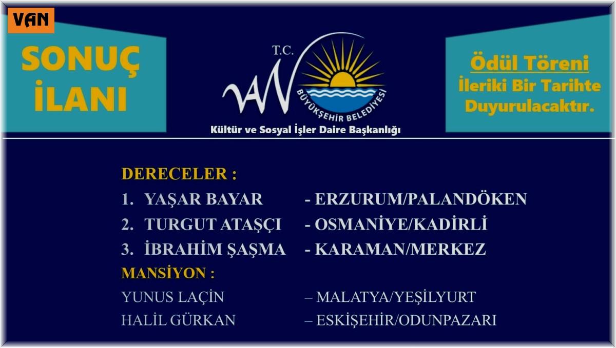 Van Büyükşehir Belediyesinin şiir yarışması sonuçlandı