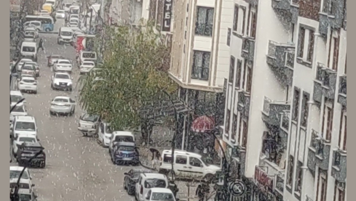 Van'da dolu yağışı şehri beyaza bürüdü