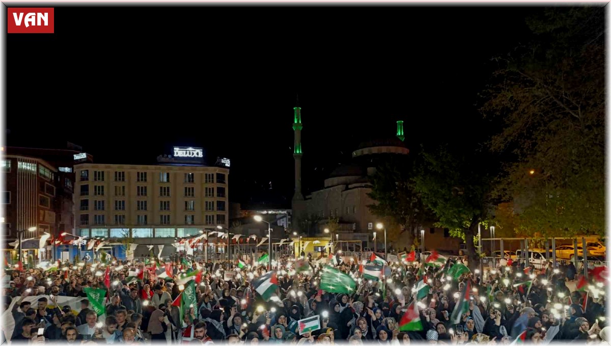 Van'da Filistin için meşaleli yürüyüş yapıldı