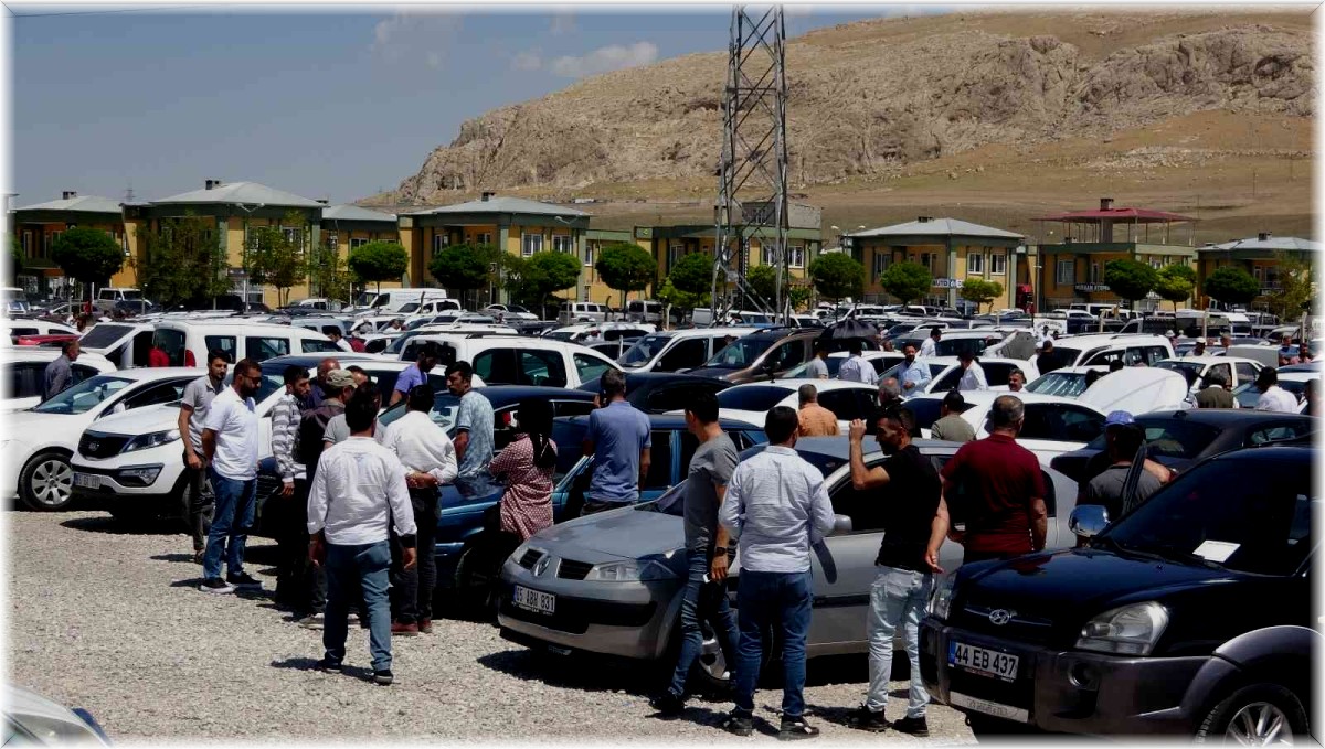 Van'da Kurban Bayramı öncesi açık oto pazarında yoğunluk