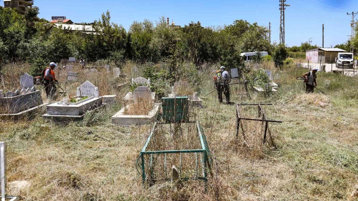 Van'da Kurban Bayramı öncesi mezarlıklarda temizlik çalışması