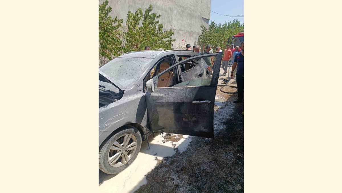 Van'da park halindeki otomobil yandı