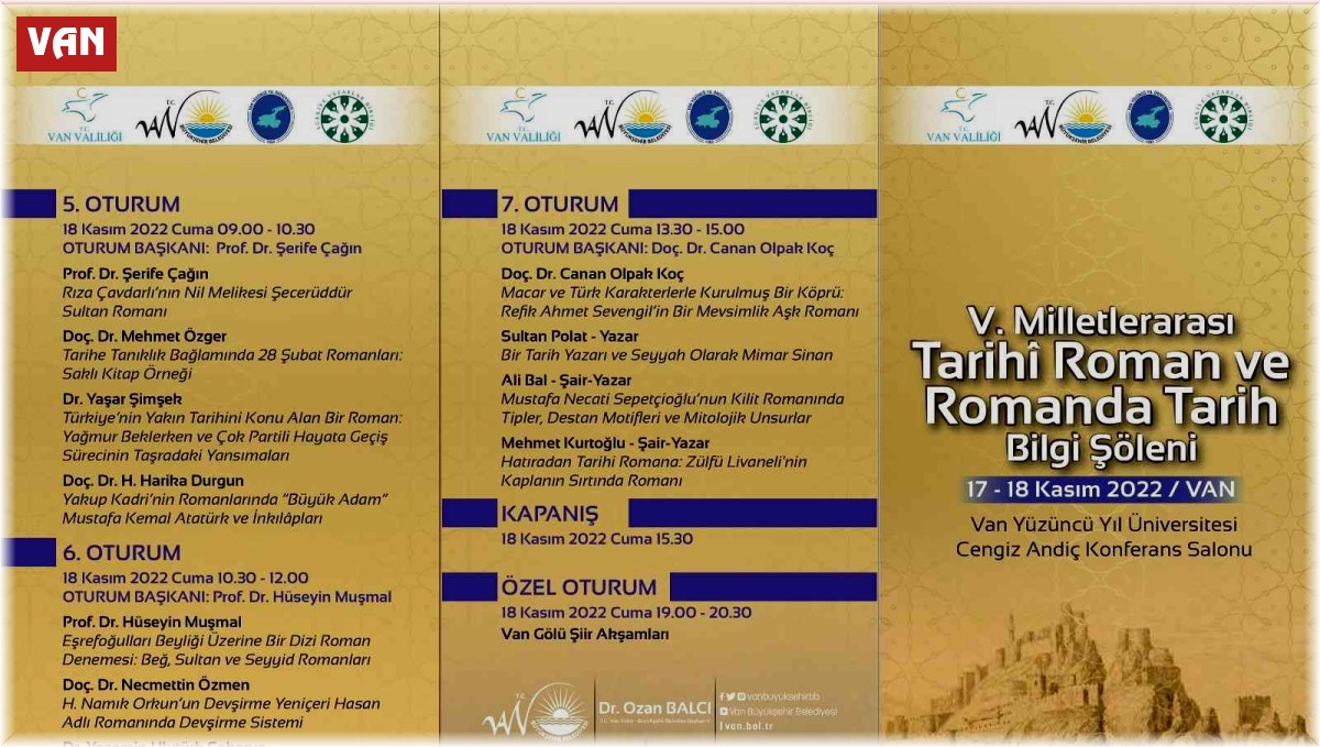 Van'da 'Tarihi Roman ve Romanda Tarih' bilgi şöleni düzenlenecek
