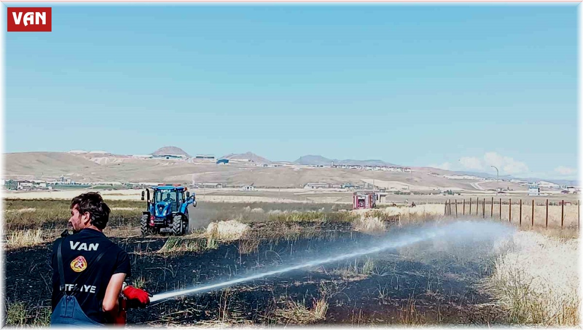 Van'da tarla yangını