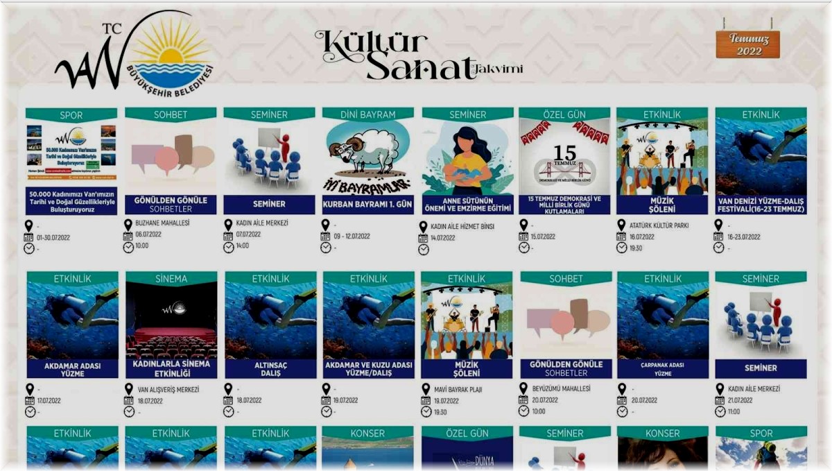 Van'da temmuz ayı dolu dolu geçecek