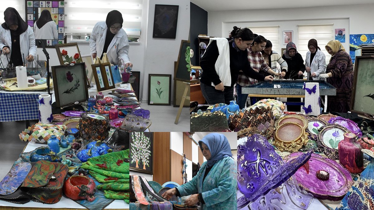 Vanlı kadınlar, ebru sanatıyla kıyafet ve aksesuarları özgün tasarımlara dönüştürüyor