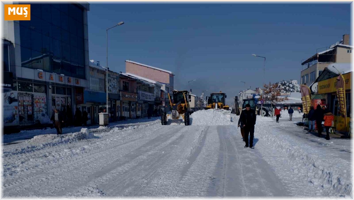 Varto'nun cadde ve sokaklarında biriken kar kütleleri ilçe dışına taşınıyor