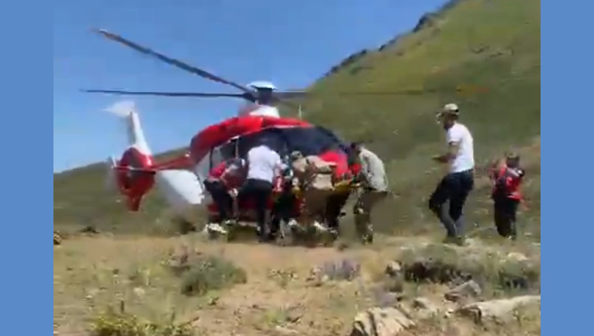 Yaylada yaralanan vatandaş helikopterle hastaneye kaldırıldı