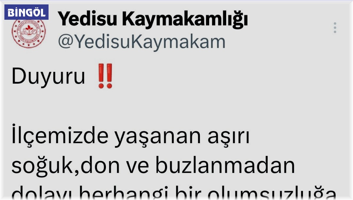 Yedisu'da taşımalı eğitime 1 gün ara verildi