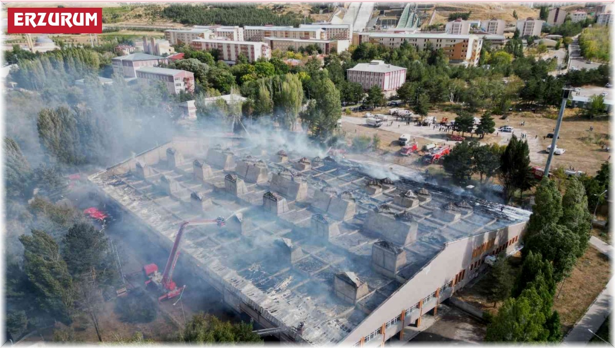 Yemekhanede çıkan yangın kontrol altına alındı, son durum havadan görüntülendi