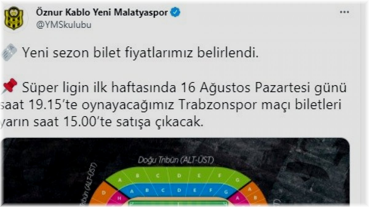 Yeni Malatyaspor'da yeni sezon bilet fiyatları belirlendi
