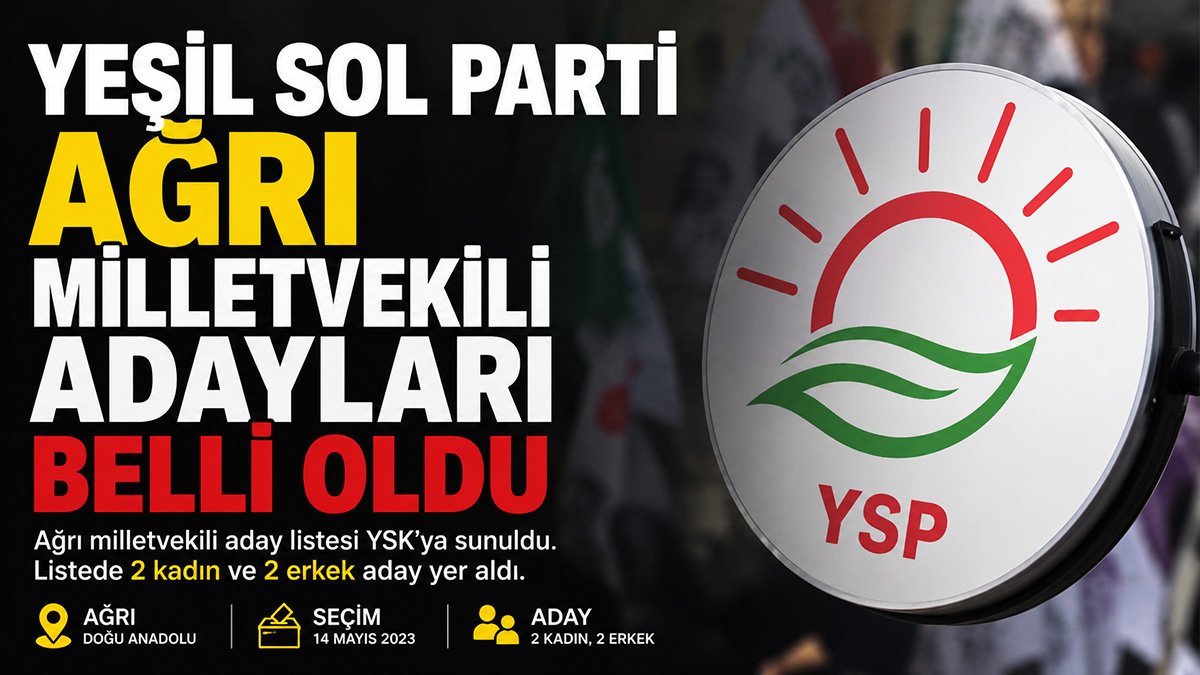 Yeşil Sol Parti'nin Ağrı milletvekili aday listesi açıklandı: Sırrı Sakık ilk sırada