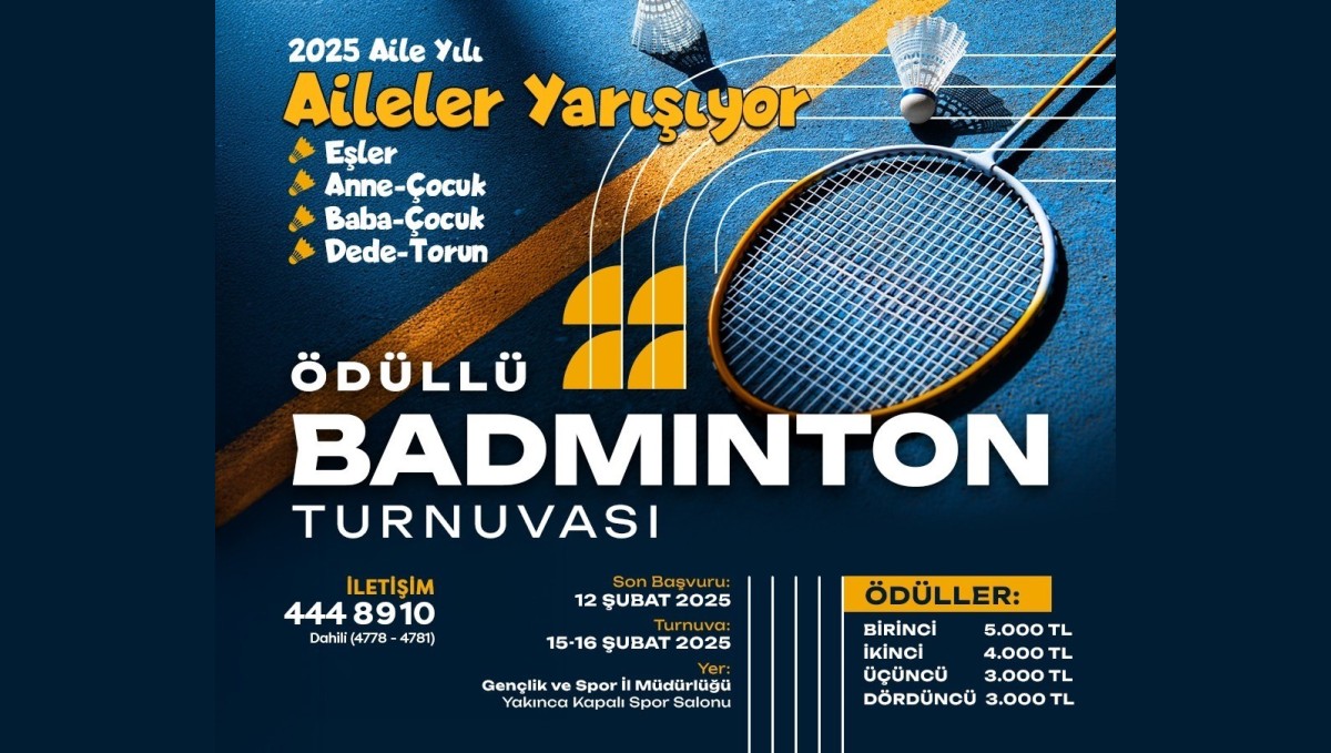 Yeşilyurt Belediyesi'nden ödüllü badminton turnuvası