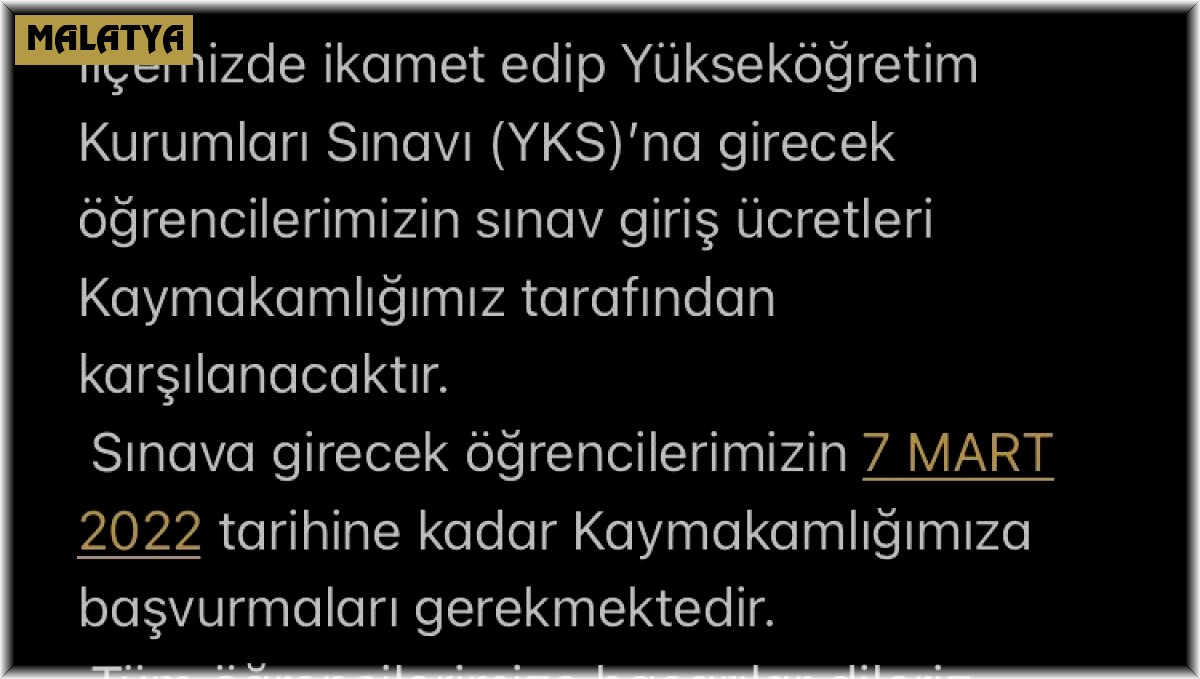 YKS ücreti kaymakamlıktan