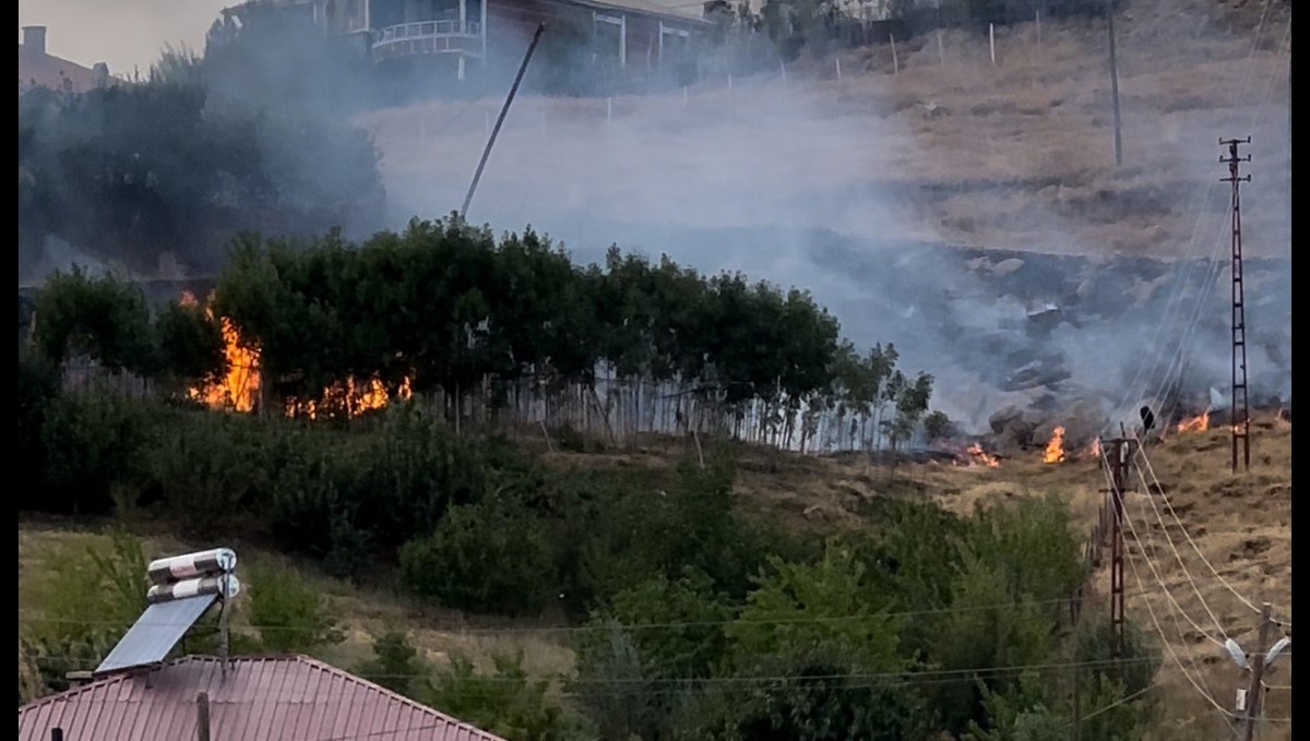 Yüksekova'da anız yangını
