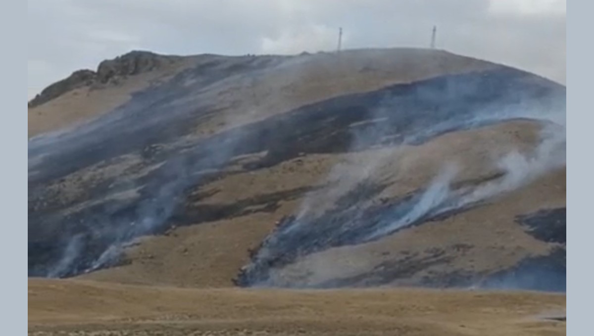 Yüksekova'da anız yangını
