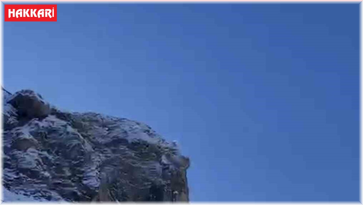 Yüksekova-Van karayolunda dağdan kopan kaya parçaları kameraya yansıdı