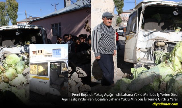 Taşlıçay'da Lahana Yüklü Minibüs İş Yerine Daldı: 2 Kişiye Çarptı, 2 Yaralı