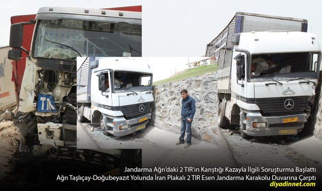 Taşlıçay'da 2 İran Plakalı TIR Jandarma Karakolunun Duvarına Çarptı: Kazanın Nedeni Lastik Patlaması
