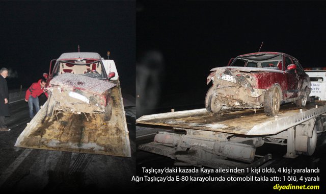 Ağrı'da Buzlanma Faciası: Taşlıçay'da Otomobil Takla Attı, 1 Ölü 4 Yaralı