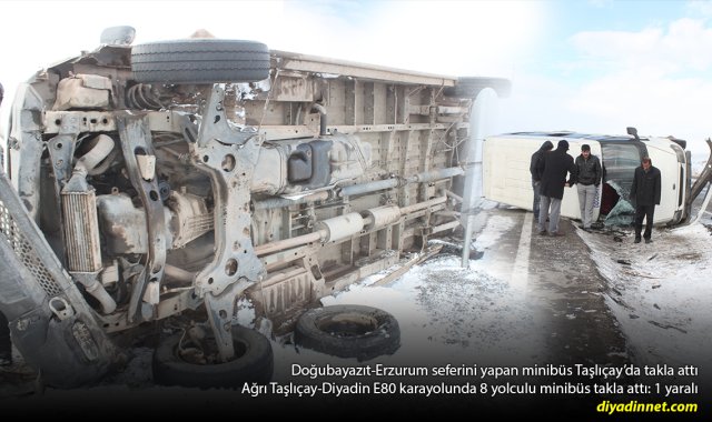 Ağrı'da Buzlanma Kazası: Taşlıçay'da 8 Yolculu Minibüs Takla Attı