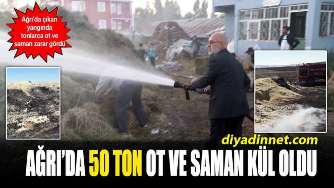 Ağrı'da iki ayrı yangında 50 ton ot ve saman kül oldu!