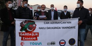 Ağrı'da Azerbaycan'a destek için araç konvoyu oluşturuldu