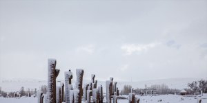 Ahlat'taki tarihi yapılar beyaz örtüyle kaplandı